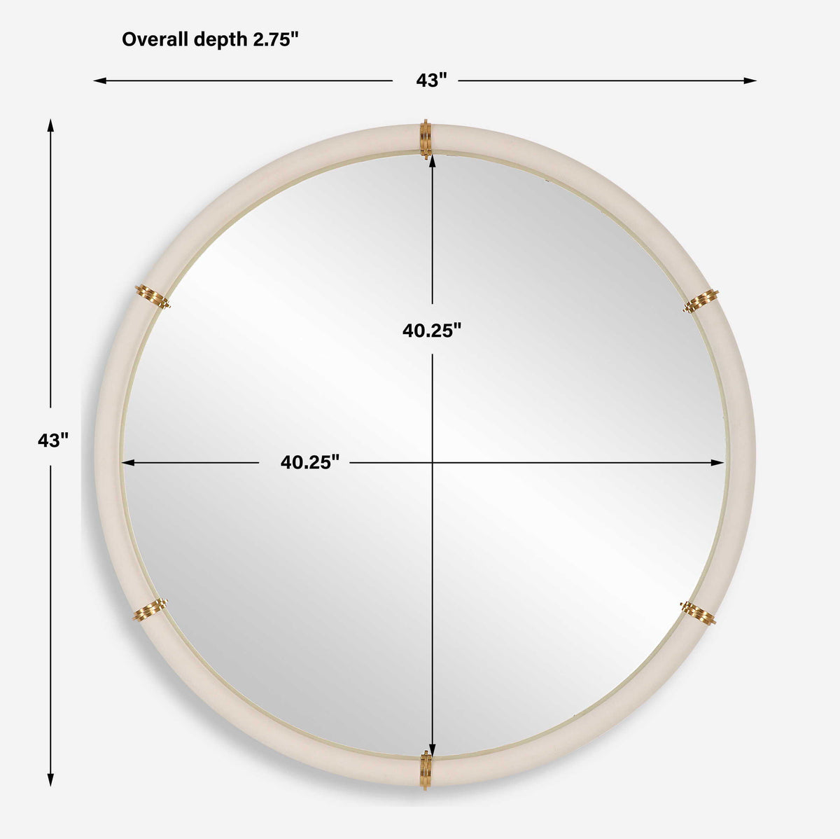 Cyprus Round Mirror - White by Uttermost - View 7