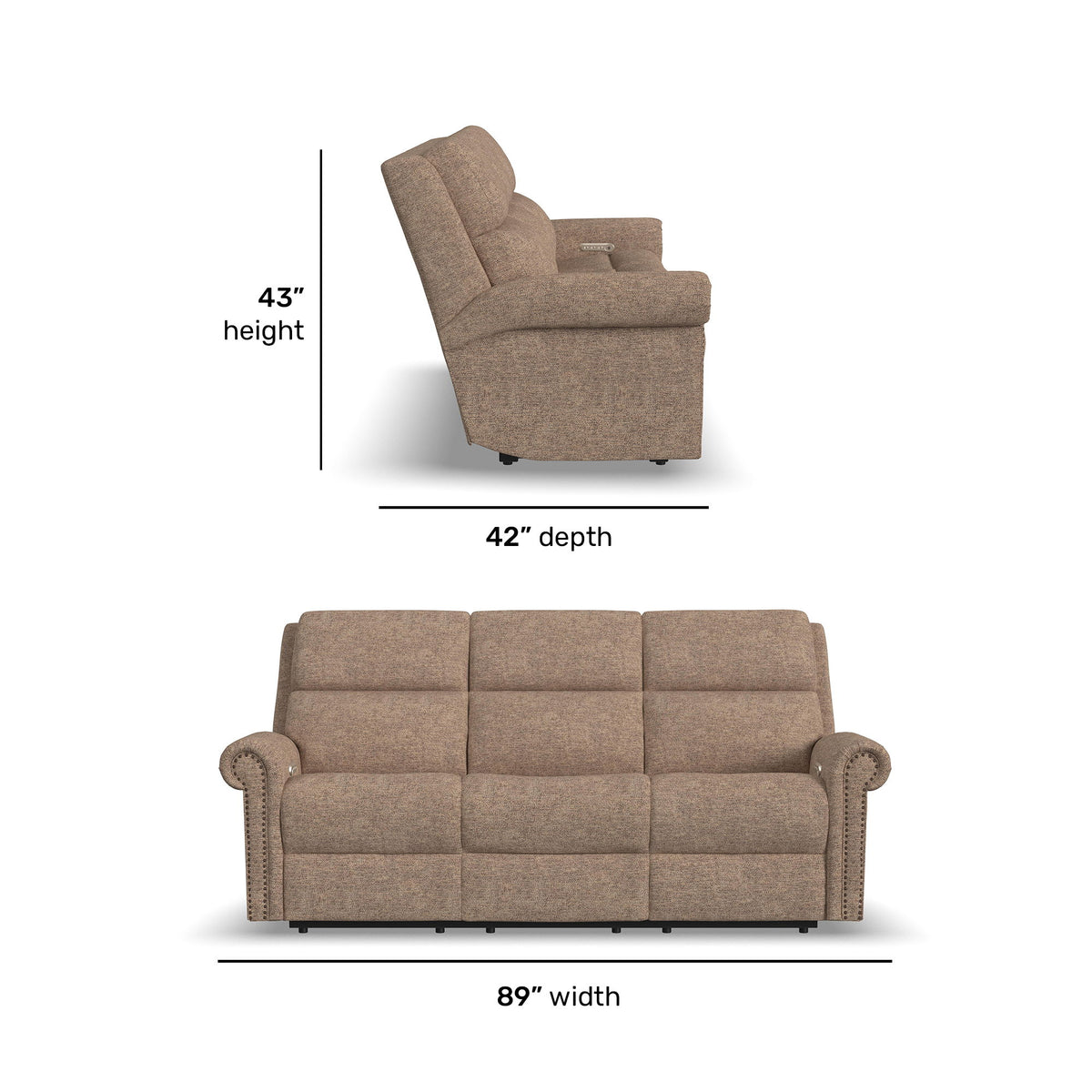 Bernard Power Reclining Sofa With Console, Power Headrest, & Lumbar | Flexsteel