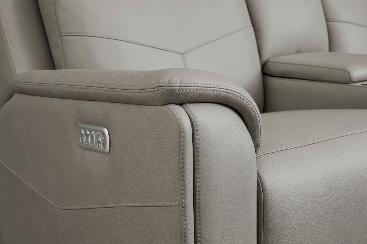Vernon Power Reclining Loveseat With Console, Power Headrests, Lumbar, Heat & Massage - Dove Gray | Flexsteel