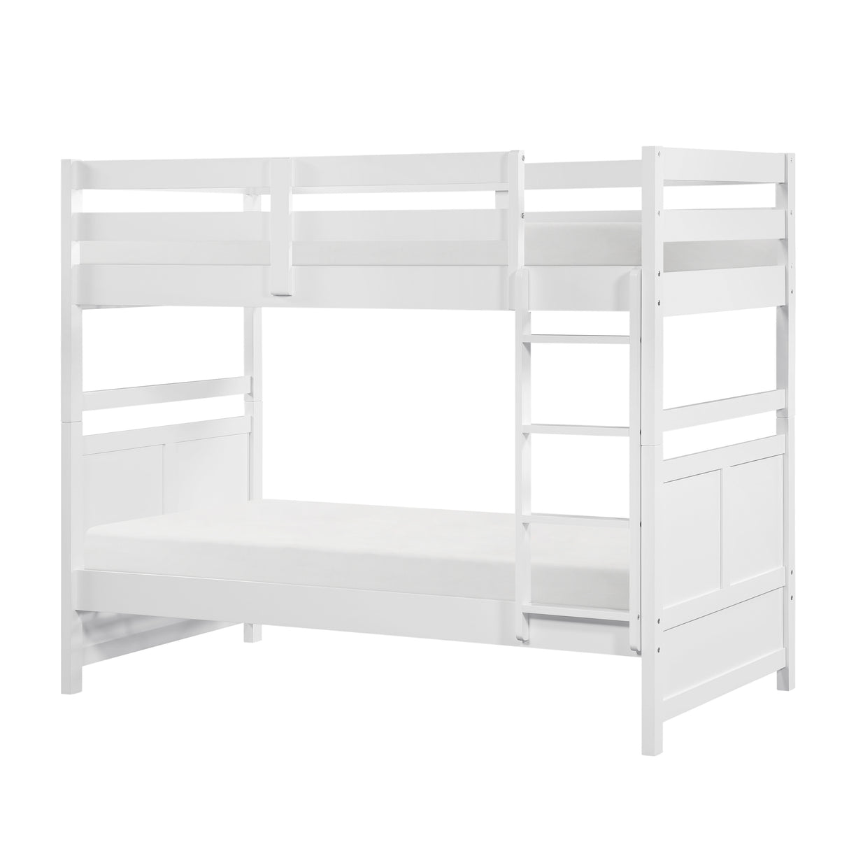 Bunk Bed Twin Over Twin White Finish Sturdy Wood Frame Guard Rails Youth Bedroom Furniture 1pc - sold by Home Elegance USA