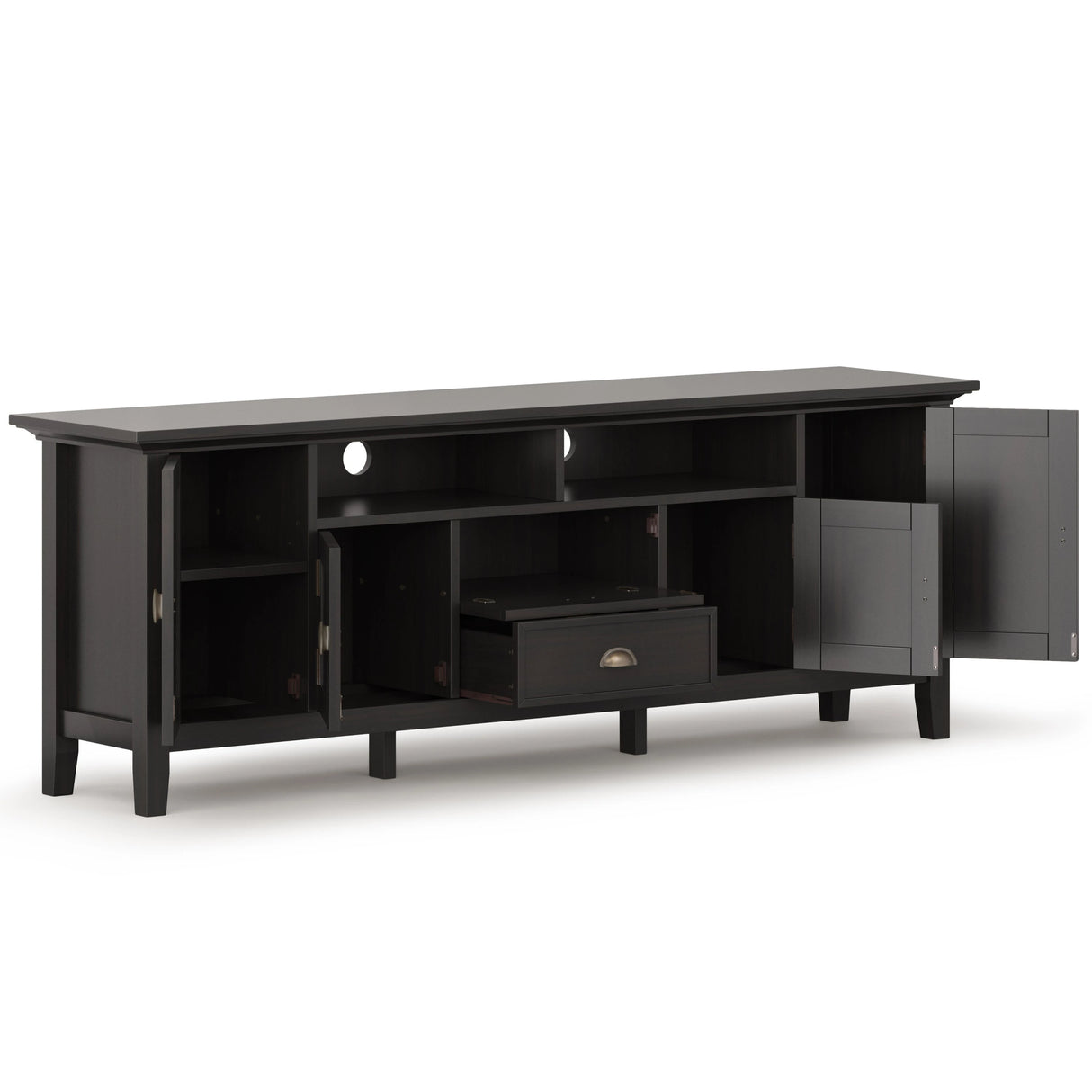 Redmond 72 inch Wide Solid Wood TV Stand in Hickory Brown For TVs up to 80 inches - sold by Home Elegance USA