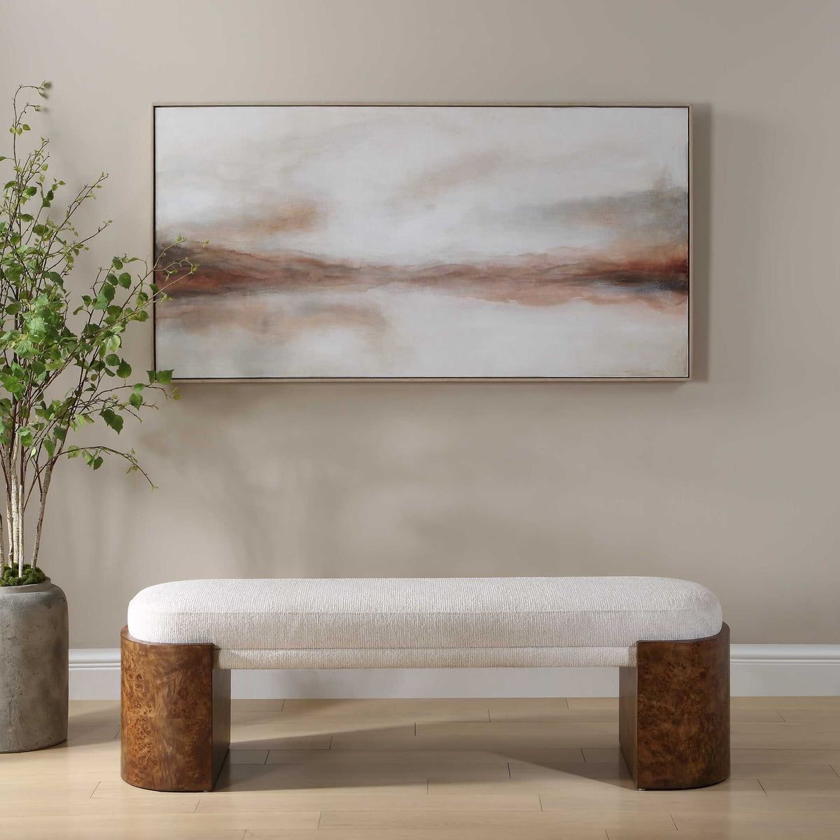 Haze In The Horizon Landscape Painting Brown / Orange / White - Light Brown / White by Uttermost - View 2