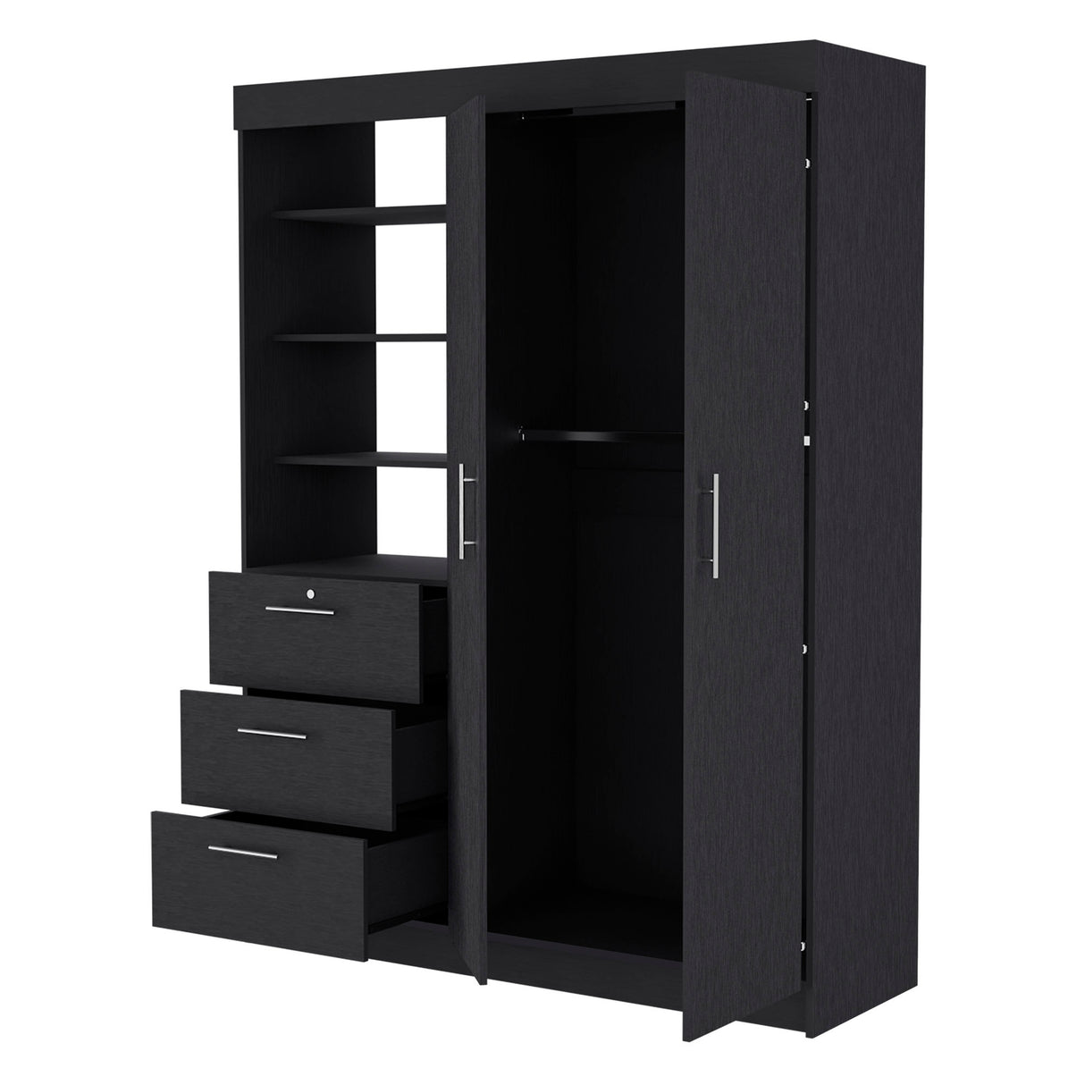 Tempe 3 Drawers Armoire, 3-Tier Shelf, 2-Door - sold by Home Elegance USA