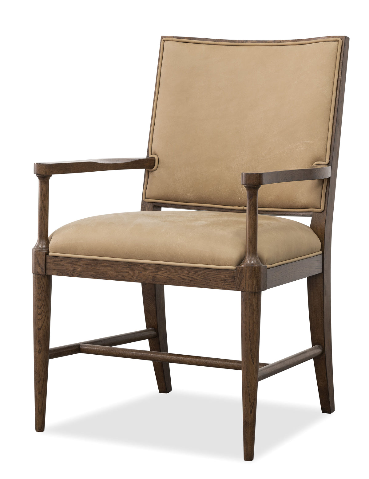 Cashiers Arm Leather Chair Chestnut / Vintage Ecru - Beige / Dark Brown by Hooker Furniture - View 2