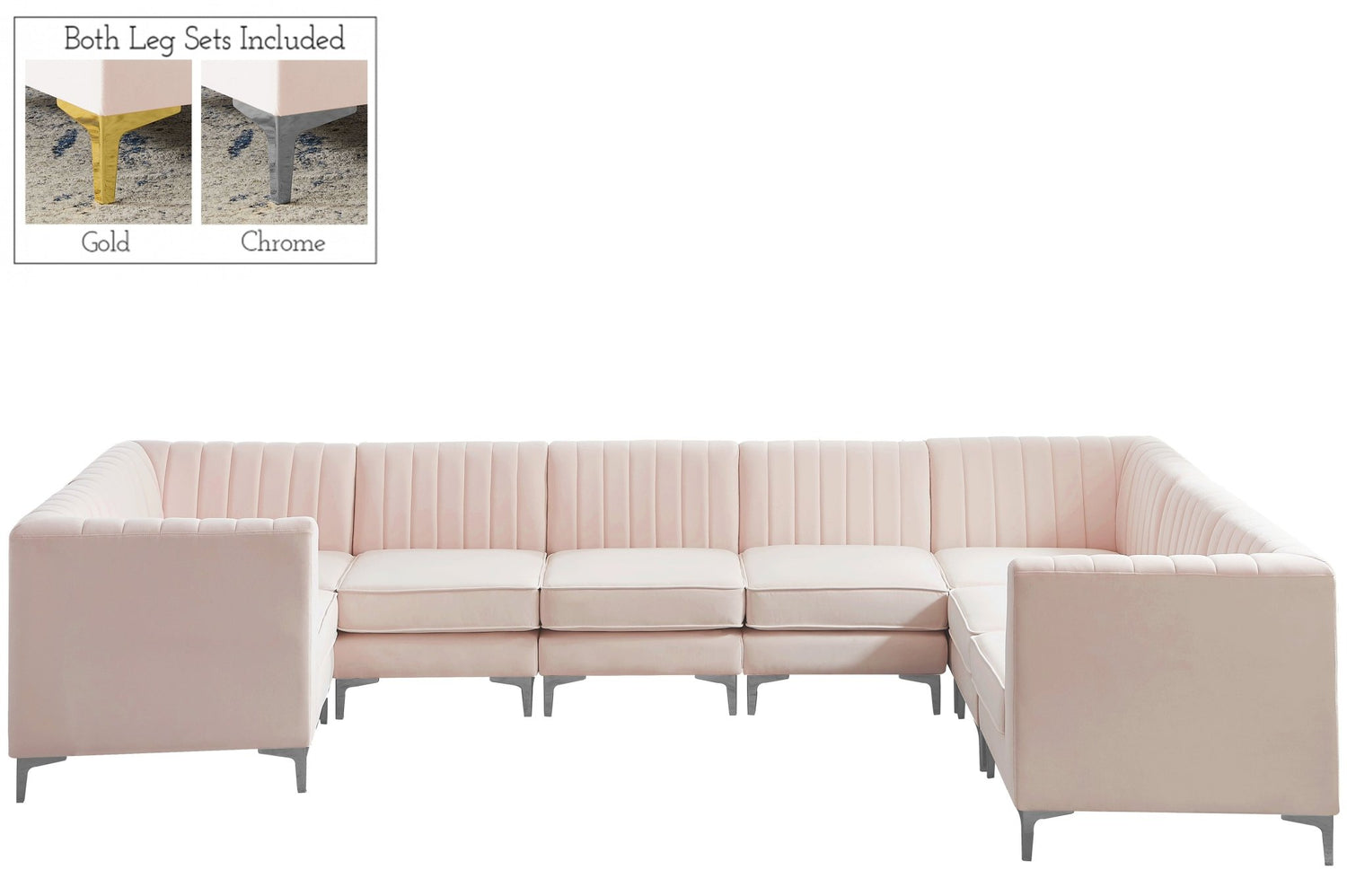Alina - Modular Sectional 8 Piece - Pink - Fabric | Home Elegance USA