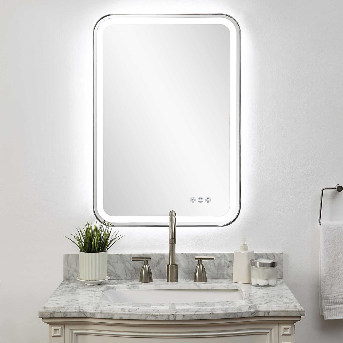 Crofton Lighted Nickel Vanity Mirror - Gray by Uttermost - View 2