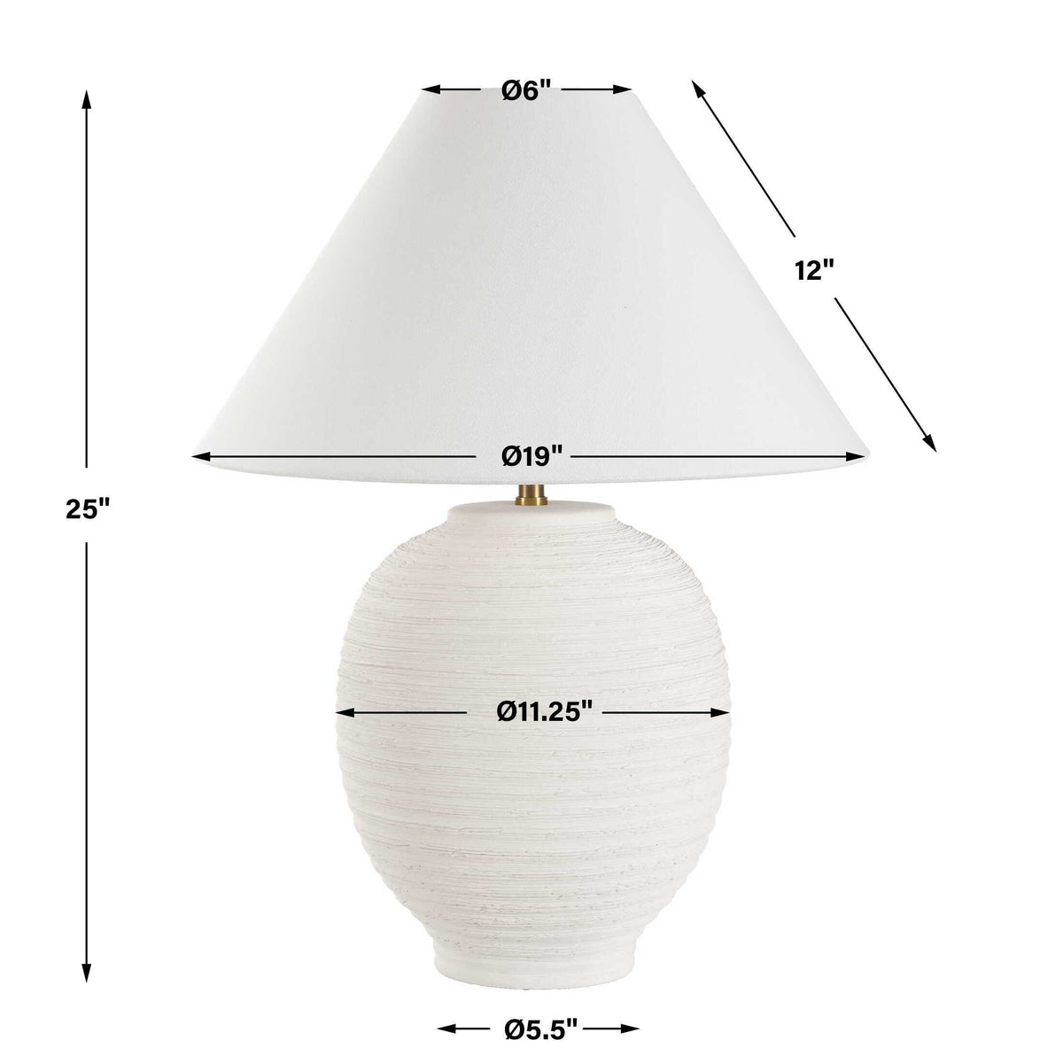 Rocio Ceramic Table Lamp - White by Uttermost - View 7
