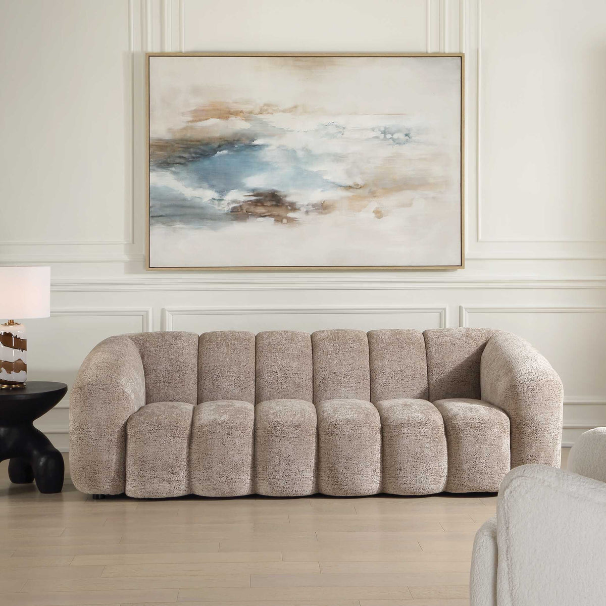 Modella Upholstered Chenille Sofa - Light Brown by Uttermost - View 2