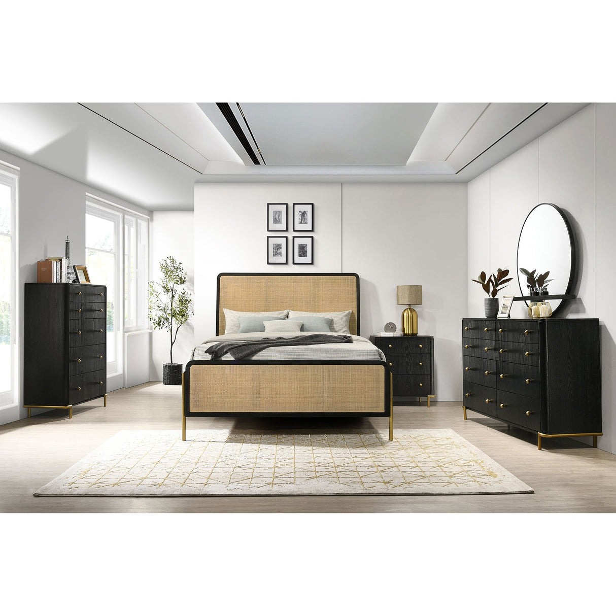 Anser Black and Natural 5-piece Queen Bedroom Set - sold by Home Elegance USA