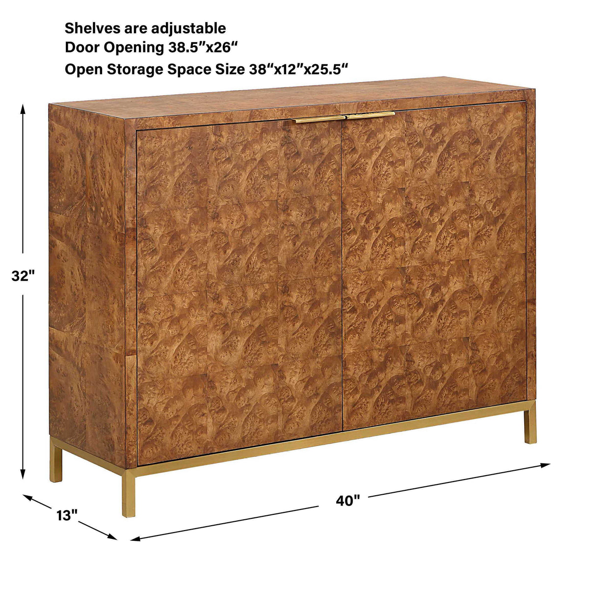 Jethro Burl 2 Door Cabinet Woodtone - Light Brown by Uttermost - View 10