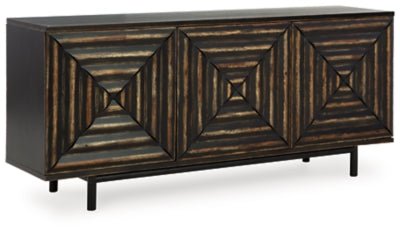Ashley Distressed Black Fair Ridge Accent Cabinet | Home Elegance USA