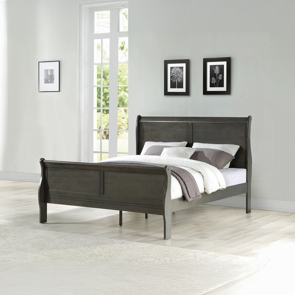 Acme - Louis Philippe EK Bed 26787EK Dark Gray Finish