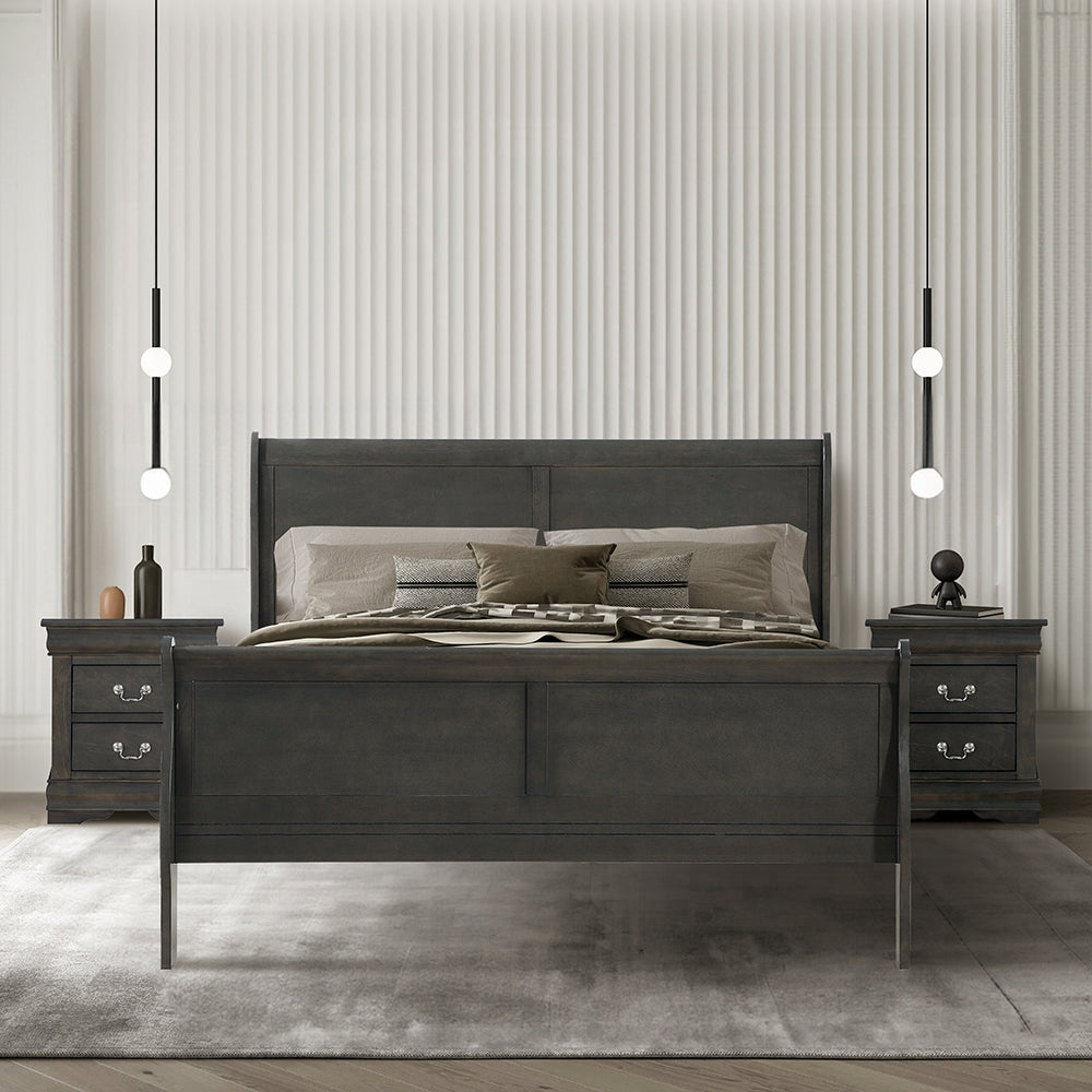 Acme - Louis Philippe EK Bed 26787EK Dark Gray Finish