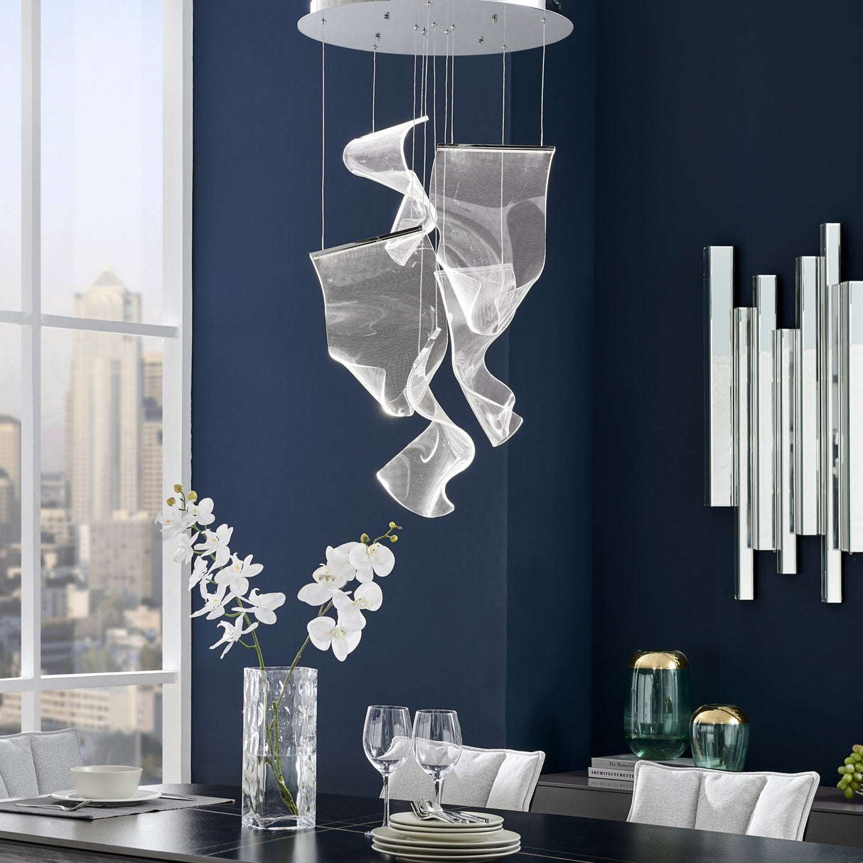 Acrylic Lace 5 Light Chandelier // Chrome | Finesse | Home Elegance USA