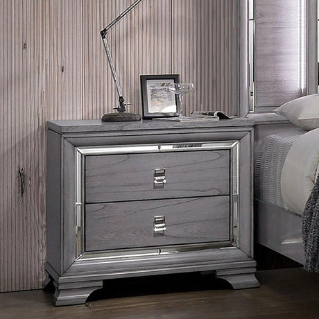 Alanis Light Gray Night Stand | Home Elegance USA
