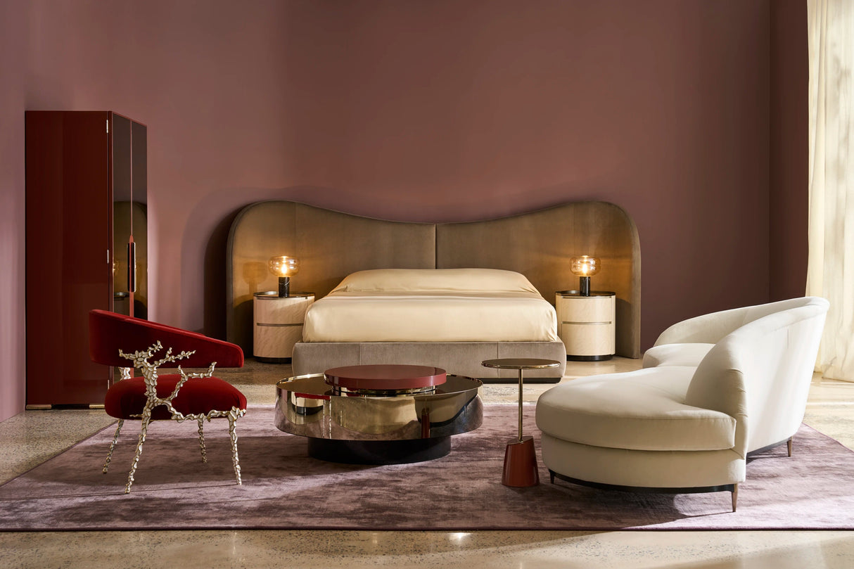 Allure Armoire Rouge Red Gloss with Bronze Mirror Doors | Caracole