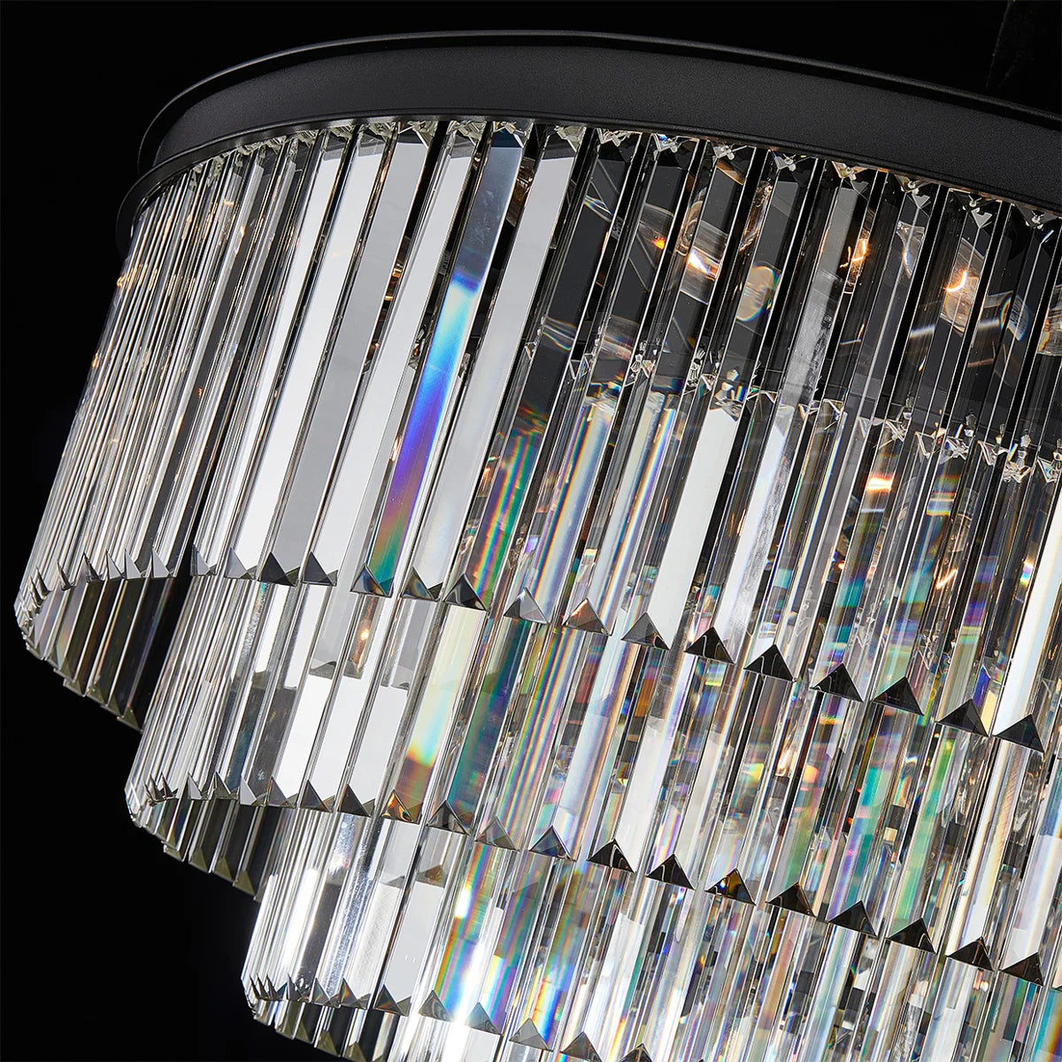 Allure 28-Light LED Chandelier – Black Round Tiered K9 Crystal Luxury Lighting