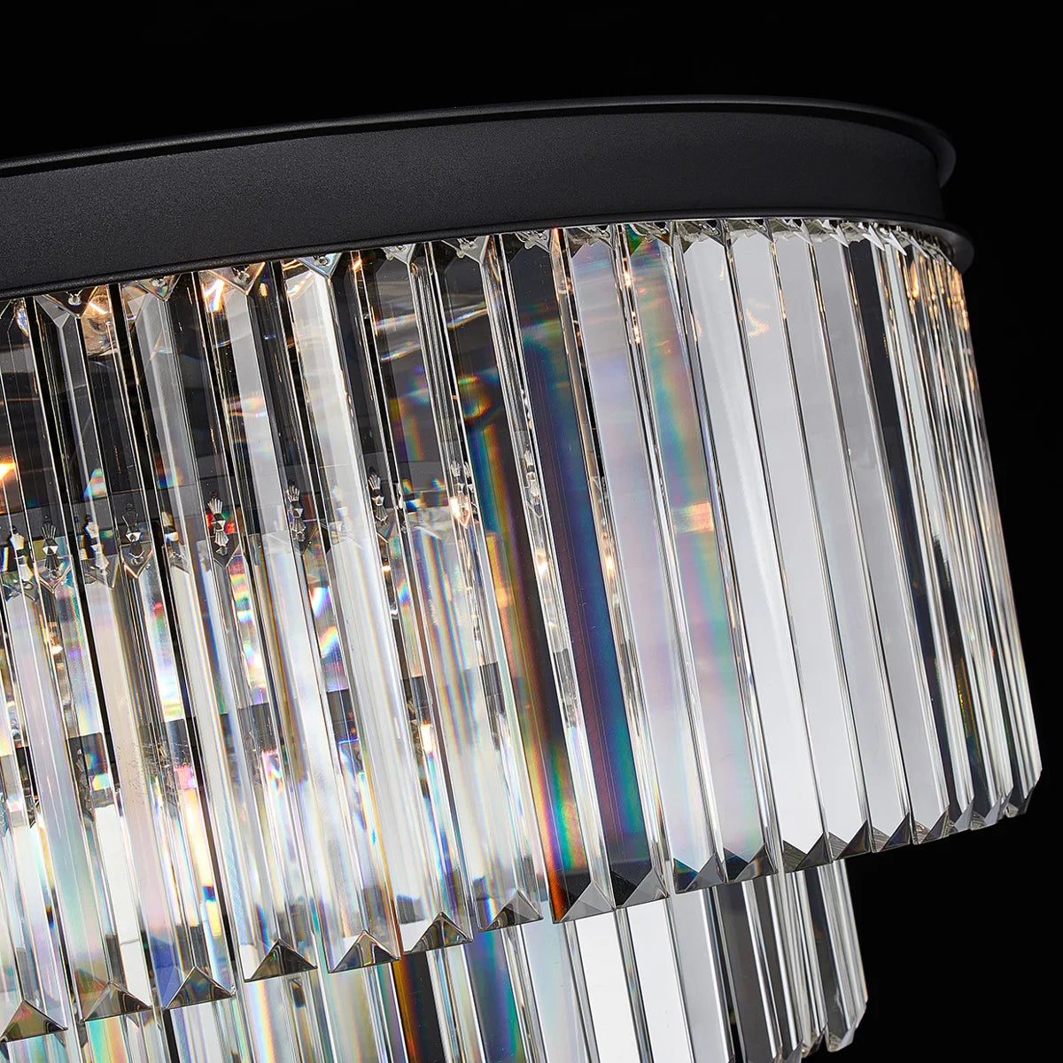 Allure 28-Light LED Chandelier – Black Round Tiered K9 Crystal Luxury Lighting