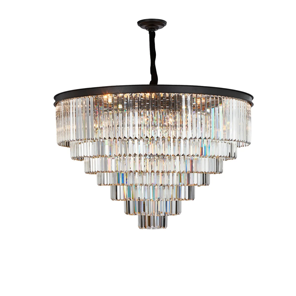 Allure 28-Light LED Chandelier – Black Round Tiered K9 Crystal Luxury Lighting