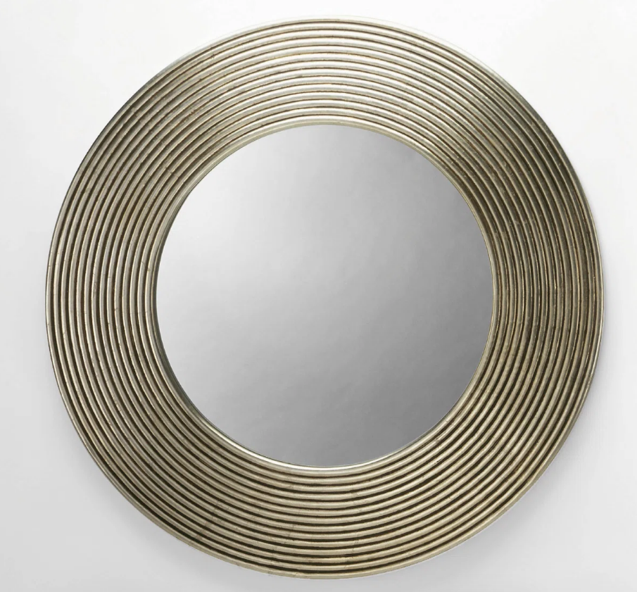 Gabinete 1986-S con espejo de pared redondo de 42" opcional: elegante acabado metálico en lata. Almacenamiento y espejo.