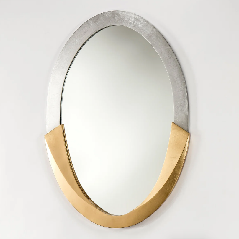 Artmax 4458 Cabinet & Mirror Set – Silverleaf with Gold Accents - sold by Home Elegance USA