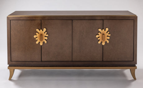 Dark Caramel Bird’s Eye Maple Cabinet with Optional Goldleaf Mirror – Artmax 2735-S - Home Elegance USA