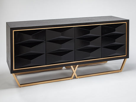 Black Wood Veneer Cabinet 2710-S and Gold Metal Legs – Artmax - Home Elegance USA