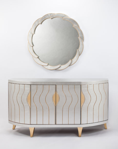 Silverleaf Cabinet 2720-S with Gold Etched Design & Optional Round Mirror – Artmax - Home Elegance USA