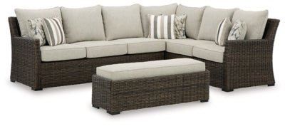 Ashley Brown Brook Ranch Sofa SEC/Bench w/CUSH (Set of 3) | Home Elegance USA