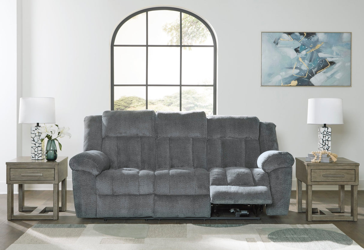Ashley Slate Tip - Off PWR REC Sofa with ADJ Headrest - Chenille | Home Elegance USA