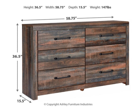 Drystan Six-Drawer Dresser Multi-Color Rustic Finish – Ashley Furniture