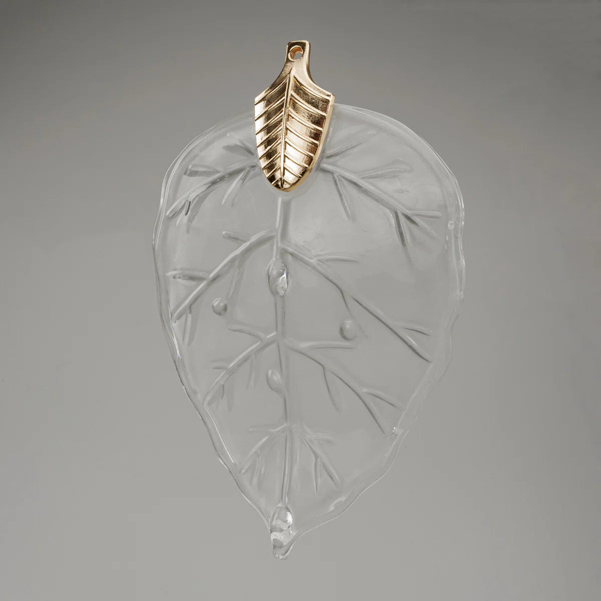 Autumn Rectangular Light Chandelier – Frosted Glass Leaf Design with Gold Accents