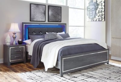 Ashley Gray Lodanna B214B10 King Panel Bed | Home Elegance USA