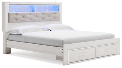 Ashley White Altyra B2640B30 King Upholstered Bookcase Bed with Storage | Home Elegance USA