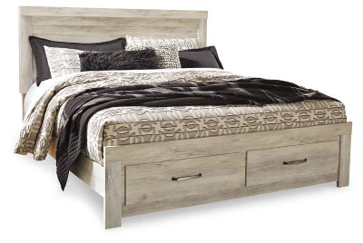 Ashley Whitewash Bellaby B331B9 King Platform Bed with 2 Storage Drawers | Home Elegance USA