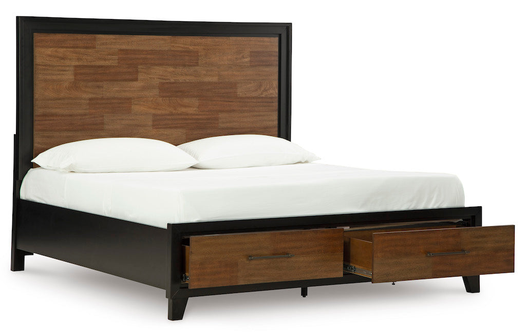 Ashley Kraeburn King Panel Storage Bed Brown & Black | B496B13
