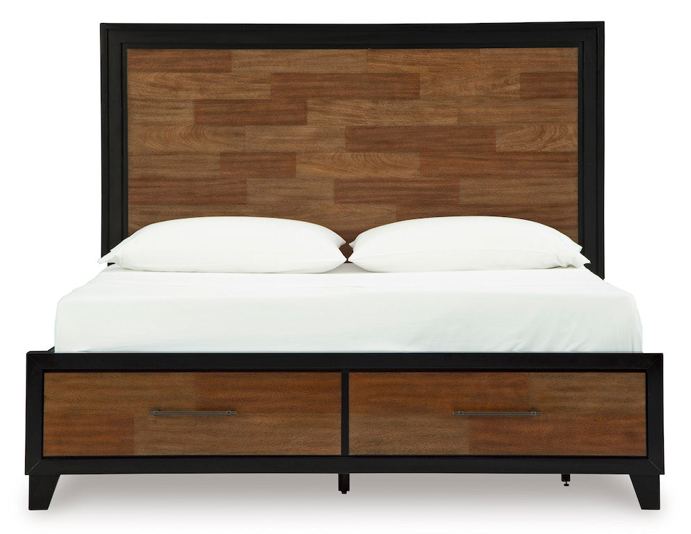 Ashley Kraeburn King Panel Storage Bed Brown & Black | B496B13