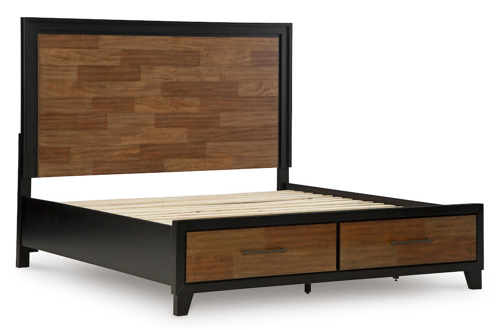 Ashley Kraeburn King Panel Storage Bed Brown & Black | B496B13