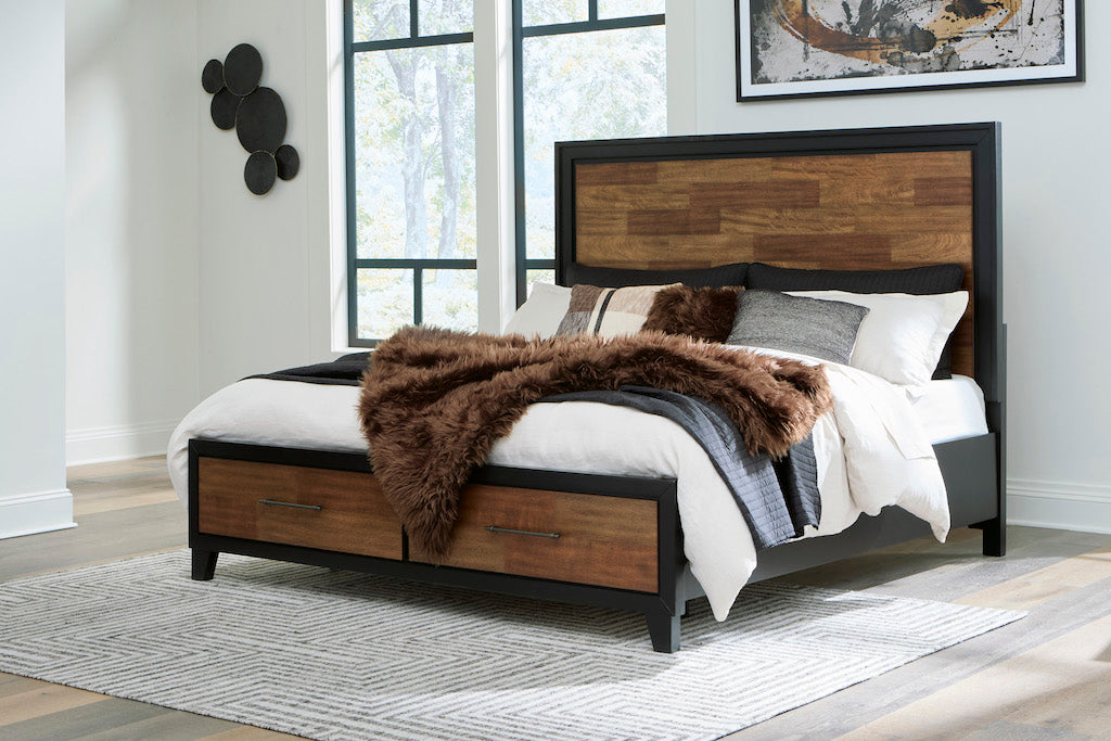 Ashley Kraeburn King Panel Storage Bed Brown & Black | B496B13