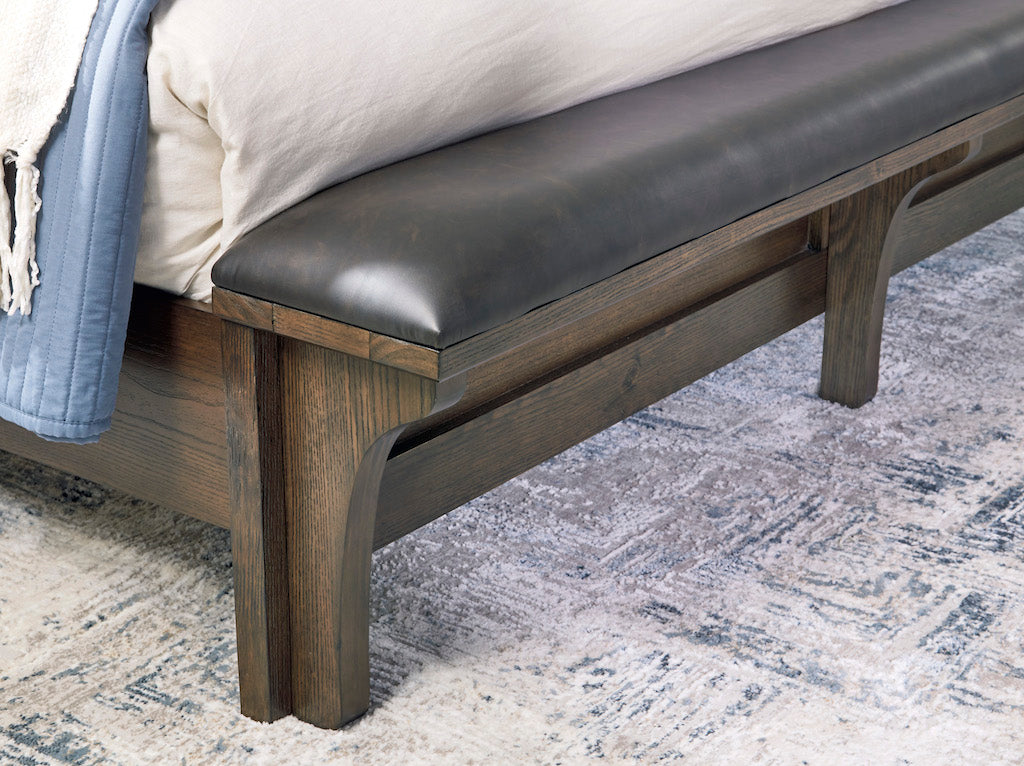 Shawbeck Queen Panel Bed Dark Brown Wood with Upholstered Bench – Benchcraft - Home Elegance USA