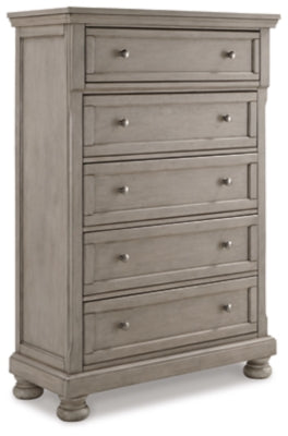 Ashley Light Gray Lettner Five Drawer Chest - Home Elegance USA