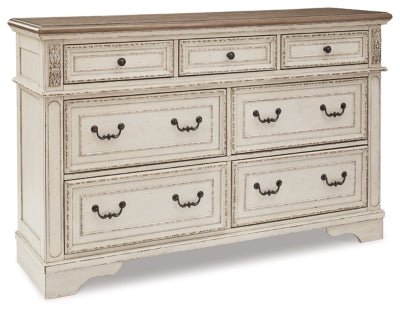 Ashley Realyn French Country Two Tone 7 Drawer Dresser, Chipped White B743 - 31 | Home Elegance USA