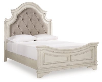 Ashley Chipped White Realyn B743B2 Queen Upholstered Panel Bed | Home Elegance USA