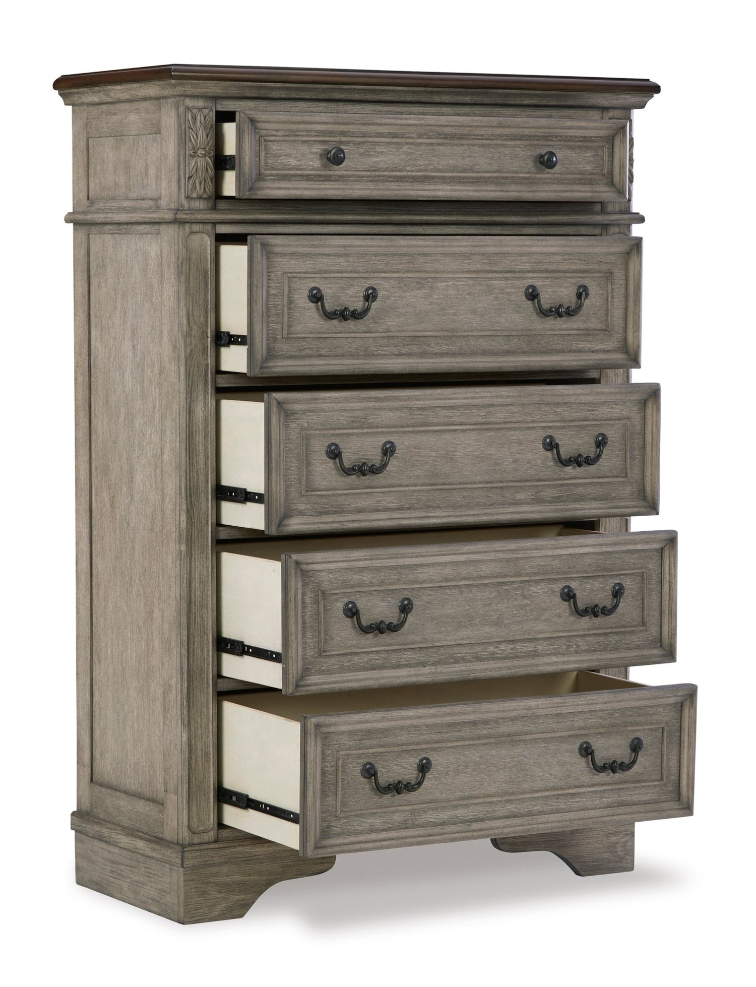 Ashley Antique Gray/Brown Lodenbay Five Drawer Chest | Home Elegance USA