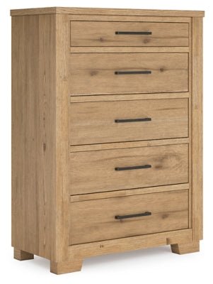 Ashley Light Brown Galliden Five Drawer Chest | Home Elegance USA