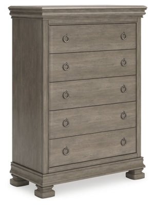 Ashley Gray Lexorne Five Drawer Chest | Home Elegance USA