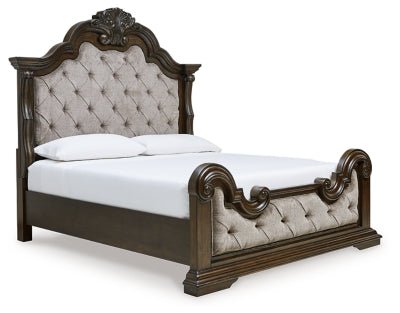 Ashley Dark Brown Maylee B947B4 King Upholstered Bed | Home Elegance USA