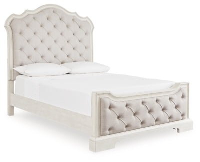 Ashley Antique White Arlendyne B980B2 Queen Upholstered Bed | Home Elegance USA