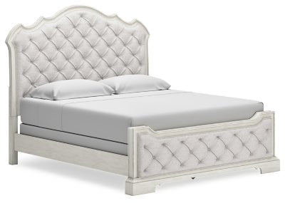 Ashley Antique White Arlendyne B980B4 King Upholstered Bed | Home Elegance USA