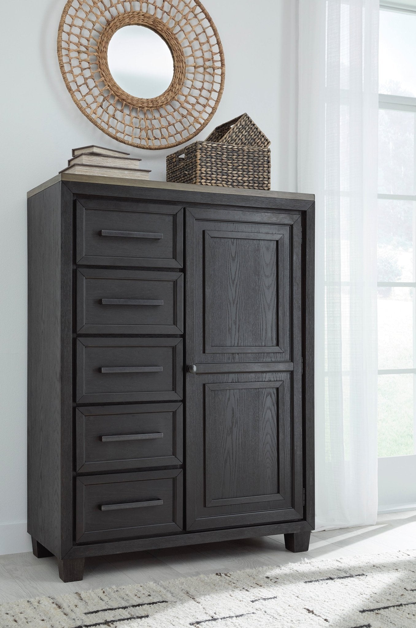 Ashley Black/Brown Foyland Door Chest | Home Elegance USA